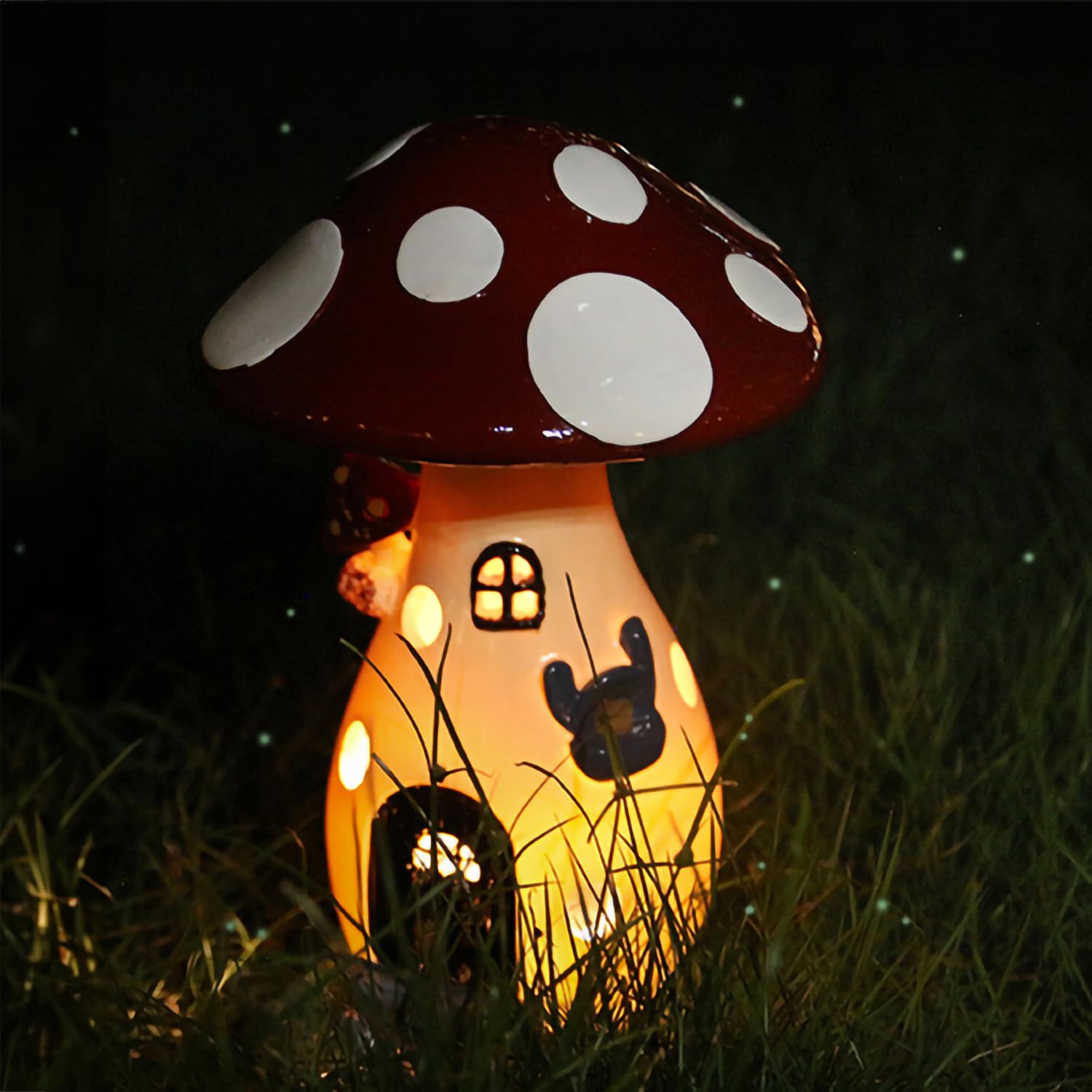 coonoe Fairy Houses for Outside - Solar Light Garden Decor, Solar Garden Decor, Waterproof Yard Mushroom Ornaments for Patio Lawn, Christmas, Birthdays, Unique Gift Ideas for Gardening Mom & Grandma