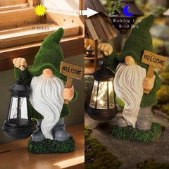 halp·ssfm Garden Gnome Statue Solar Light Outdoor Decorations Figurine Welcome Sign with Lantern Sculpture Garden Decor Lawn Patio Yard Porch Outside Housewarming Gifts for Women Mom Grandma