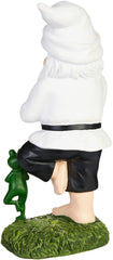 BRUBAKER Garden Yoga Gnome Tree - Gnome with Frog - Garden Sport Figure Vrksasana - Weatherproof Zen Decoration for Garden and Camping - Funny White Outdoor Decoration - 9.5 inches