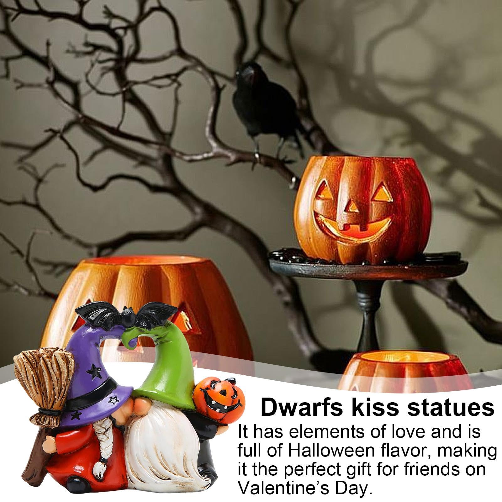 Pzuryhg Halloween Gnomes, Garden Gnomes, Spring Gnomes, Outdoor Gnomes Decorations, Gnomes Couple Decorations, Flower Gnomes Ornaments Decor, Summer Gnomes Figurines, Kiss Gnome Statue For Home