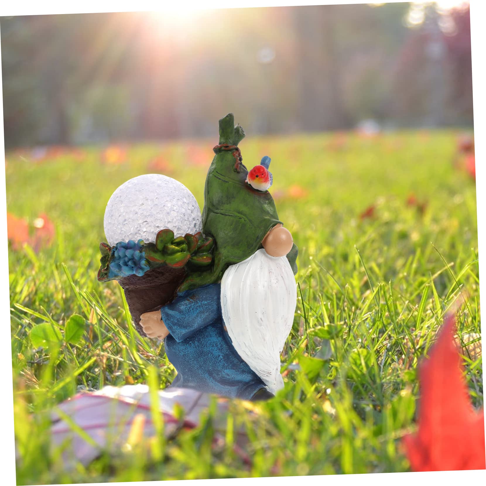 Toyvian 1Pc Creative Gnome Decorative Resin Craft Light Unique Dwarf Garden Ornament for Outdoor Decor Solar Powered Lawn Lamp for Pathways and Gardens Adds Warmth and Charm