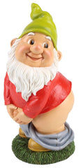 Naughty Gnome Garden Ornament Figurine Resin Statue Rude Falsher Large 10"