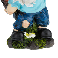 Relaxdays Garden Gnome with Basket, Weatherproof, Frost Resistant, 32 x 17 x 15 cm, Figurine, Polyresin, Multicoloured