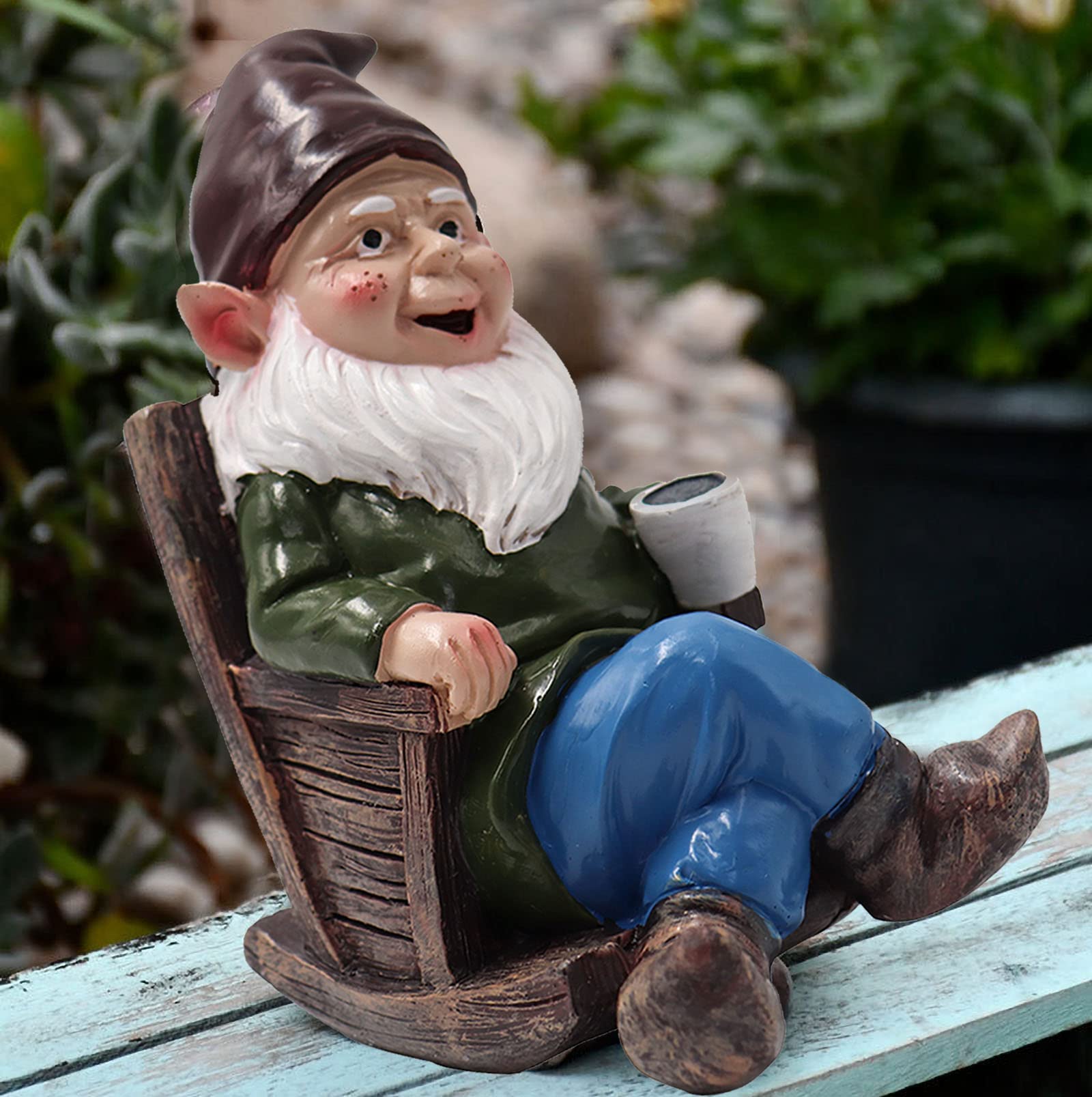 Tirifer Drinking Coffee Garden Gnome Statue, Wizard Gnome 3D Dwarves, Polyresin Outdoor Sculpture Gnome Statue Garden Figurine Art Garden Decoration for Lawn Yard Balcony Porch Patio…