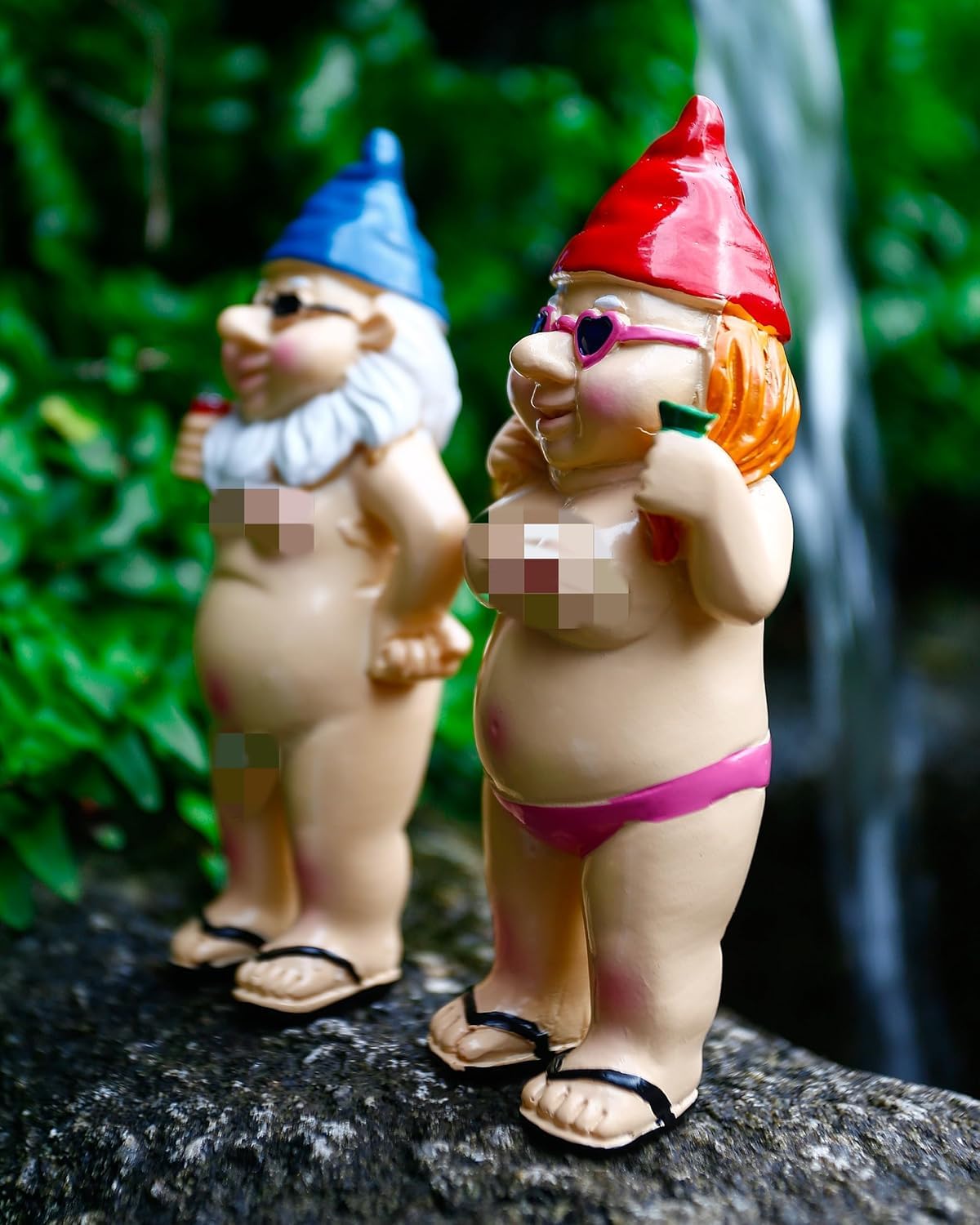 Estefanlo Garden Gnome Funny Couple, Couple Statue, Figures Decoration for Outdoors, Outdoor Sculpture, Waterproof, Funny, Dwarf, Gift Home, Lawn, Balcony