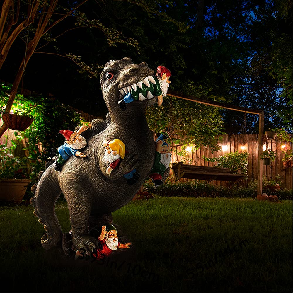 Dinosaur Eating Gnomes Garden ArtDinosaur Eating Gnomes Garden Art,Garden Gnome Statues Outdoor Decor,interesting Garden Garden Ornament Dinosaur Decoration Accessories(big)