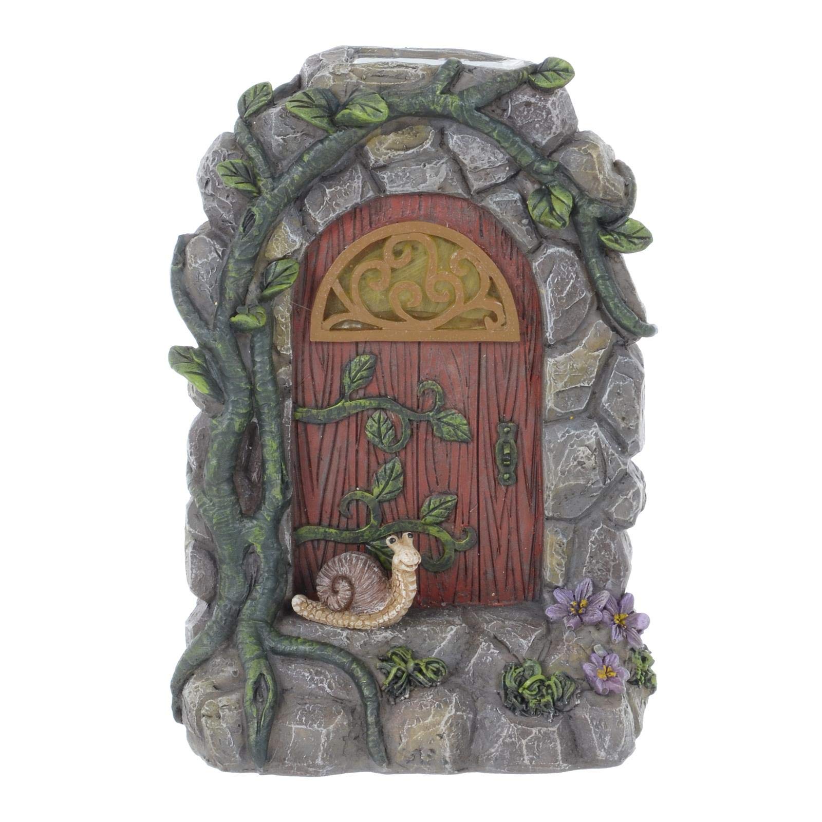 Azuma Fairy Door Solar Powered Garden Ornament Yellow LED Lights Outdoor - Snail