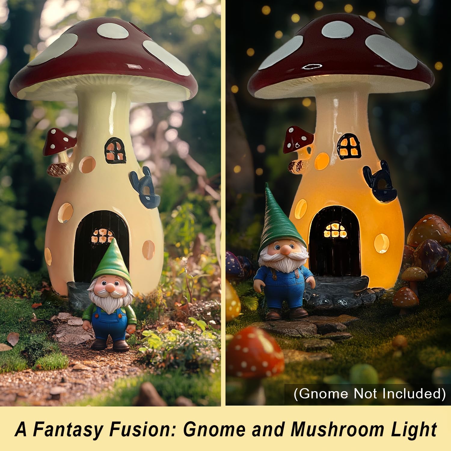 coonoe Fairy Houses for Outside - Solar Light Garden Decor, Solar Garden Decor, Waterproof Yard Mushroom Ornaments for Patio Lawn, Christmas, Birthdays, Unique Gift Ideas for Gardening Mom & Grandma