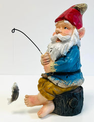 My Square Mile Garden Gnome Fishing Ornament, Resin Outdoor Sculpture, 20cm Height, Weather Resistant