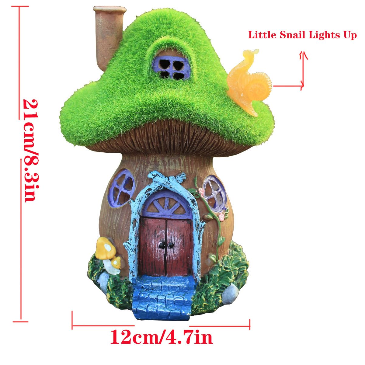 Mushroom Garden Statues,Outdoor Fairy House Figurine with Solar Powered Garden Light, Gifts for Women Mom Grandma Halloween Decor or Yard Decor (Resin)