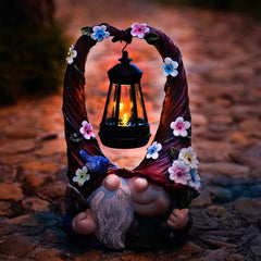 Joint Honglin Outdoor Gnome Decorations with Solar LED Lights Two Couple Gnome Resin Statues