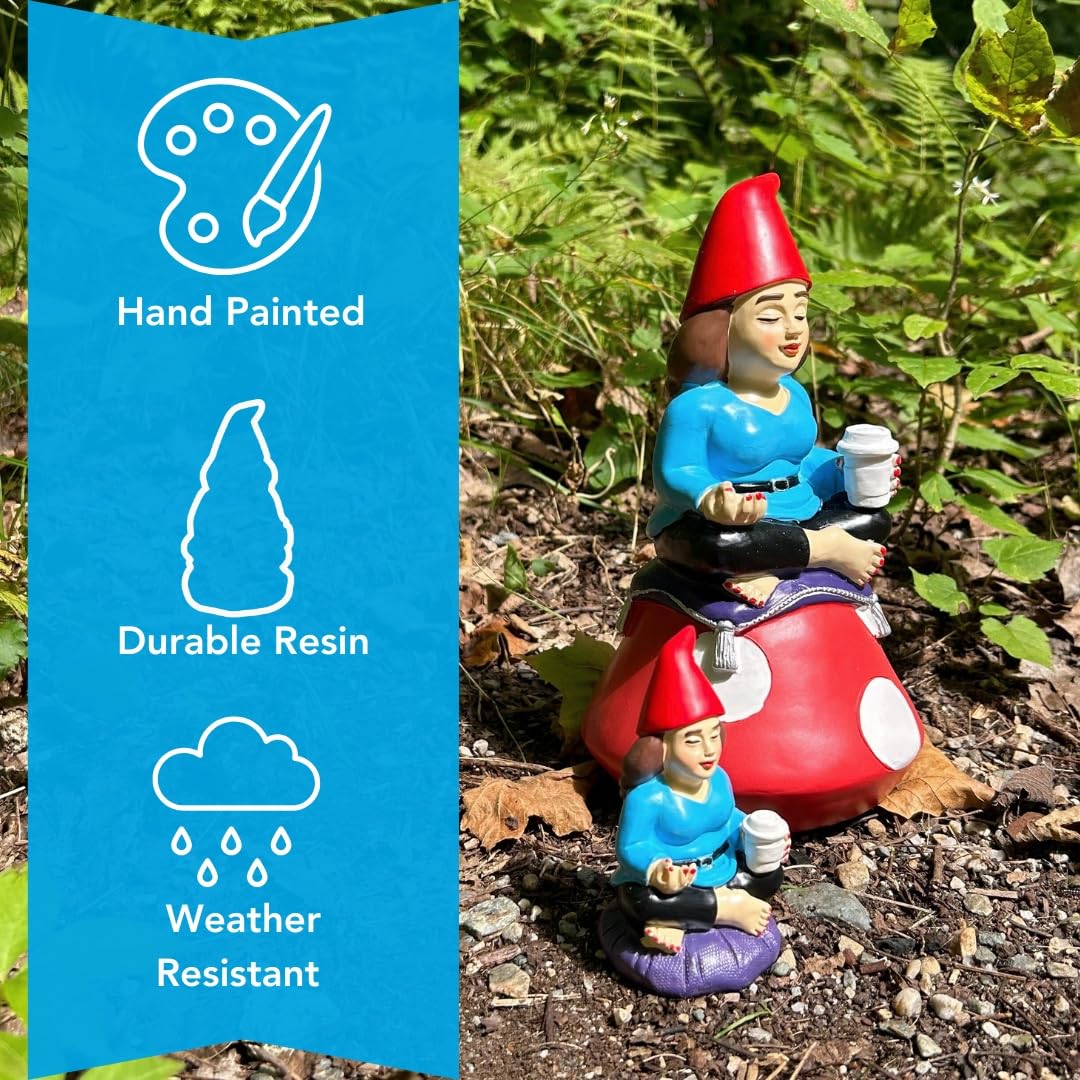 Gnometastic Mini Gnomes - Lady Zen Gnome, 3.75in Meditating Yoga Female Mini Gnome Statue - Mini Gnomes for Fairy Garden, Funny Garden Gnomes Decoration for Yard, Outdoor Lawn Ornament and Home Decor