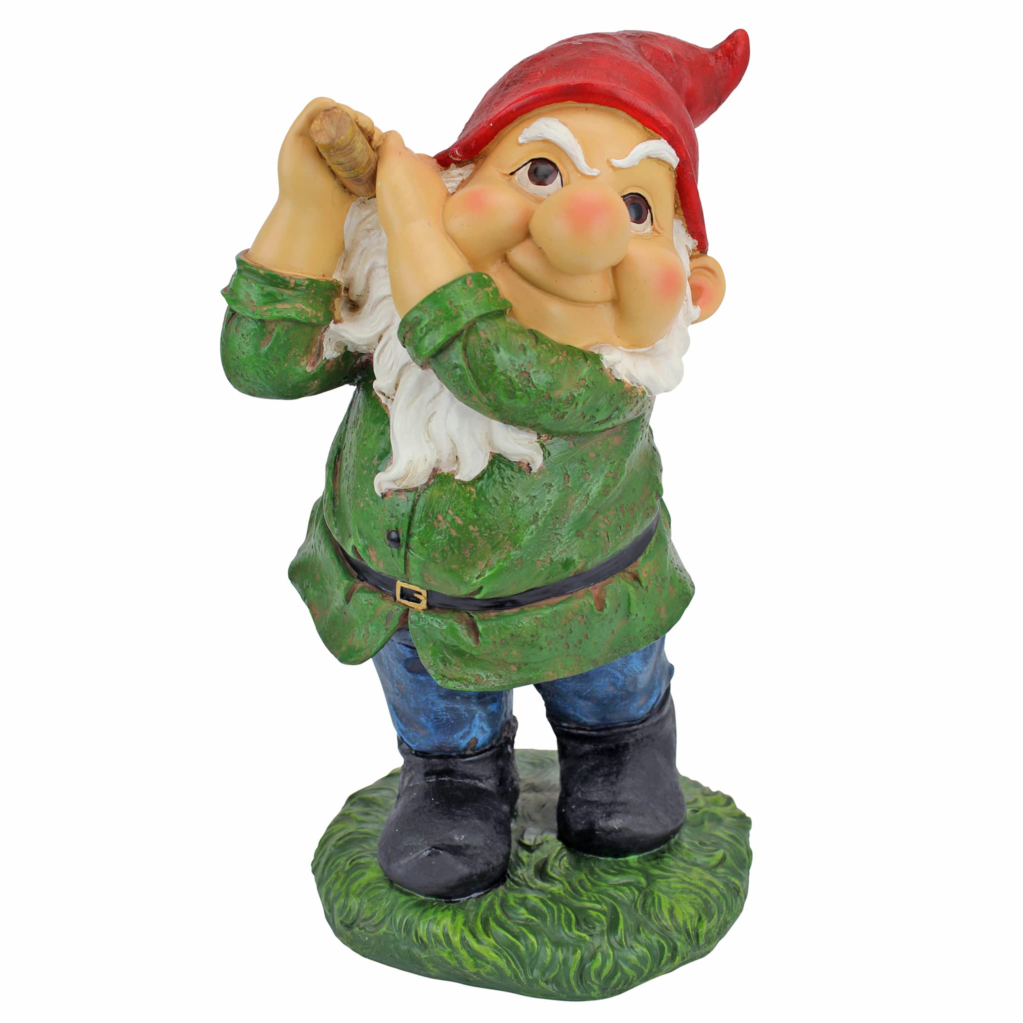 Design Toscano QM2458200 Bigey Burt Funny Golfing Garden Gnome Statue, 30 cm, Polyresin, Full Color