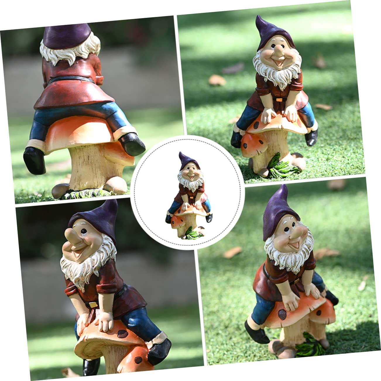Happyyami Outdoor Garden Dwarf Statue Adorable Resin Figurine for Home Decor Desktop Lawn and Decoration Durable Eco-friendly Miniature Gnome Ornament