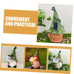 Toyvian Garden Gnome Sculpture with Solar Light Durable Resin Patio Decor for Outdoor Spaces Weather Resistant Lawn Ornament Present for Christmas Birthdays and Housewarming