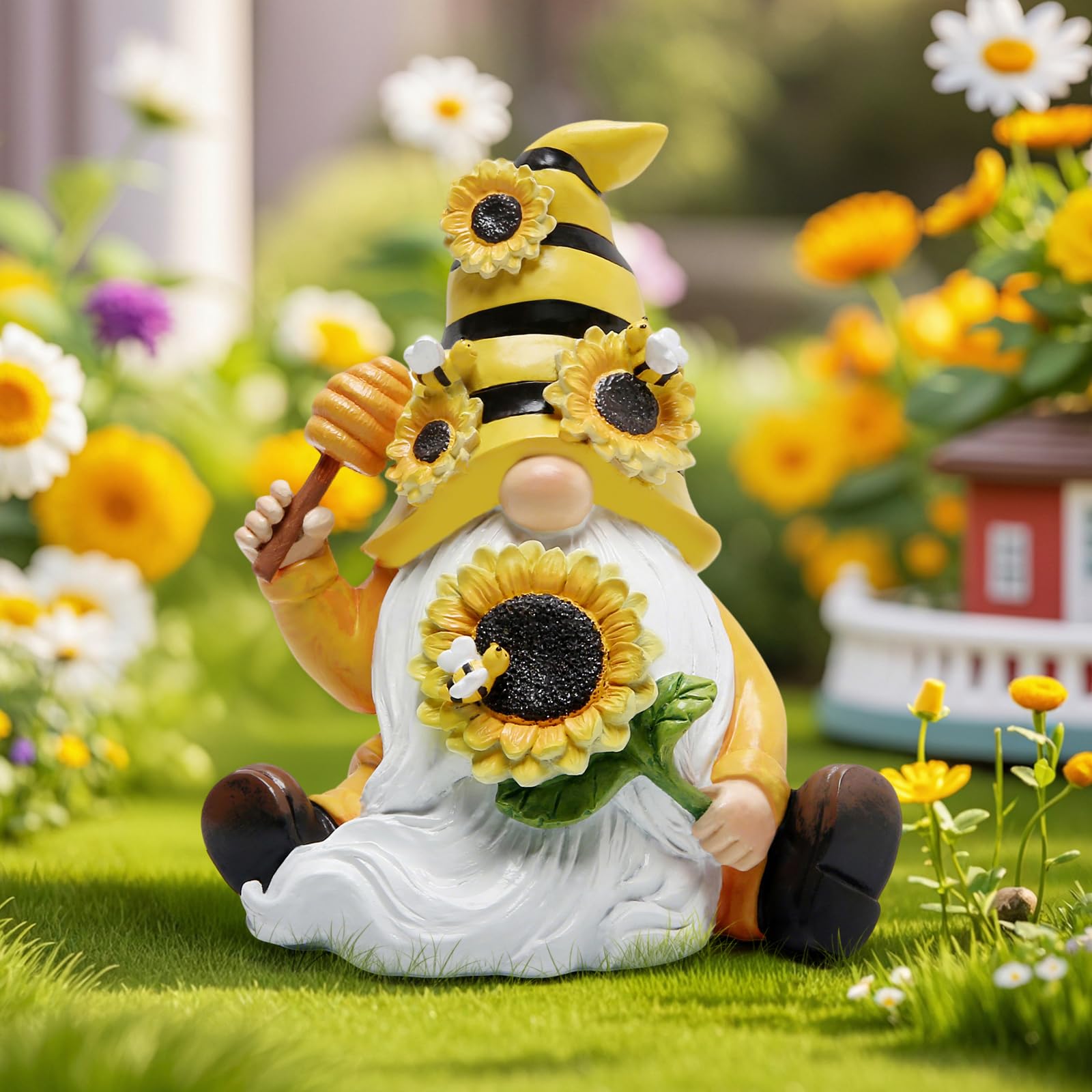 Hodao Bumble Bee Spring Gnome Decorations Honey Gnomes Ornaments World Day Gifts Fall Thanksgiving Figurines for Garden Decor Birthday Party