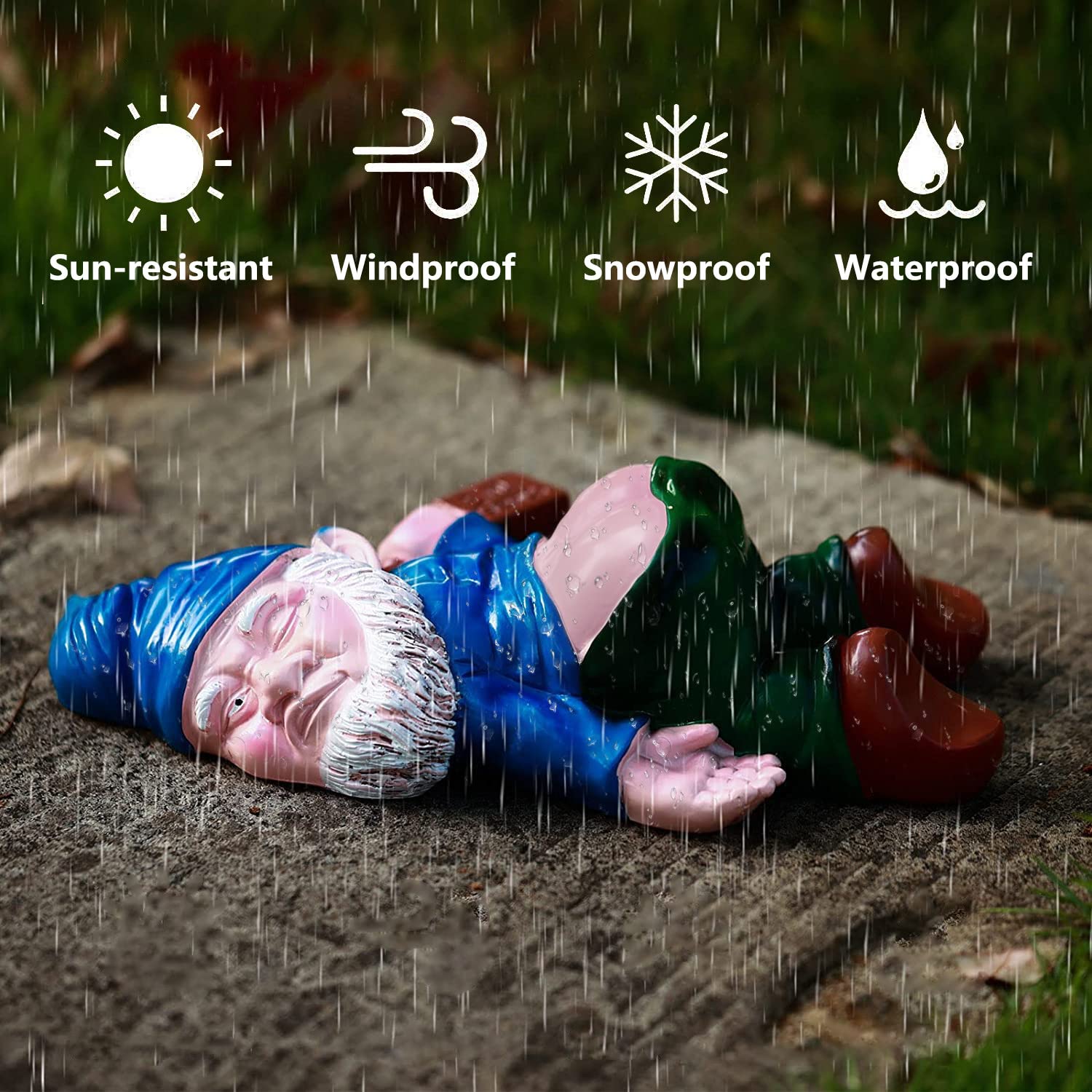 RizzRosa 9.5'' Funny Garden Gnome Outdoor Decor - Large Naughty Gnomes Statues, Resin Gnomes Sculptures for Yard Patio Home Lawn Outside Decorations Ornament Housewarming Gifts, Blue
