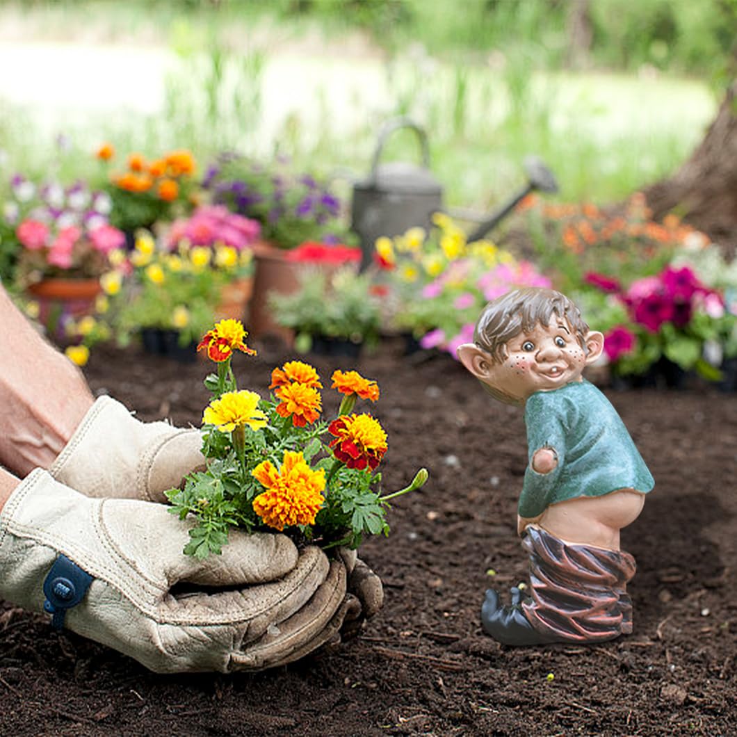 Rolin Roly Bare Buttocks Garden Gnome Statue Naughty Gnomes Ornaments Funny Waterproof Resin Dwarf Craft for Indoor or Outdoor Lawn Decorations (1PCS)