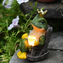 Gardenfans Miniature Frog Garden Statue with Solar Light Home Decor Fairy Garden Accessories Frog Decor for Patio, Balcony, Yard, Lawn Bedroom 2.3"x3.3"x5"