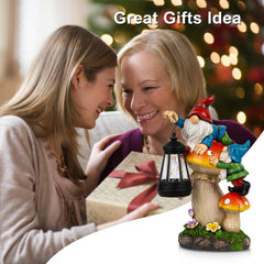 C&Y&G&X Solar Garden Gnome, Mushroom Design with Bright Solar Lantern,Cute Gnome Garden Decor