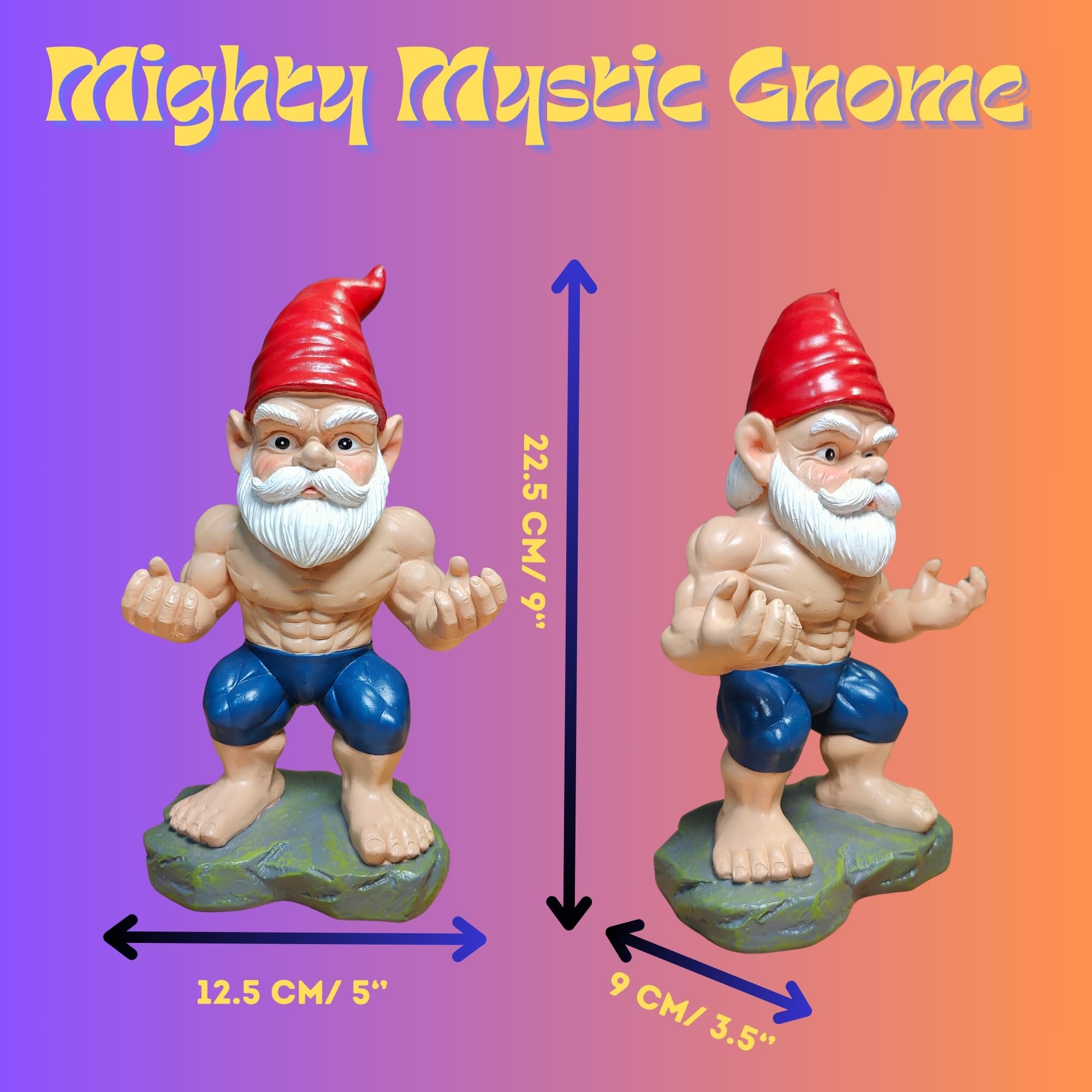 GIOMLE Bodybuilder Garden Gnome - Muscle Gnomes Statue, Funny Outdoor Decor for Home, Patio & Gym, Weatherproof Lawn Decoration, Unique Gifts for Men/Women & Fitness Enthusiasts