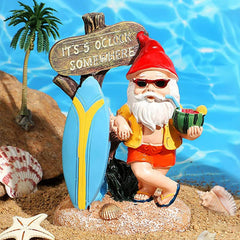Aopek Garden Gnomes Outdoor Funny-It is 5 O'clock Somewhere Gnome Resin Garden Decor for Lawn, Patio, Yard - Indoor Dwarf Sculpture & Humor Gift