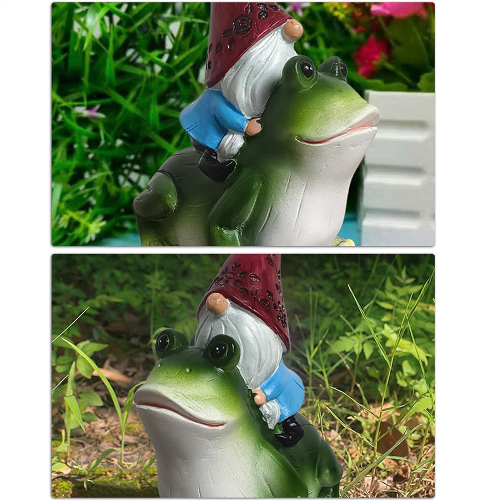 Garden Gnome Decor, Gnome Riding Frog Resin Sculpture, Miniature Faceless Ornament, Compact Whimsical Decoration, Ideal for Yard, Living Room, Backyard, Lawn, Bedroom and Desk