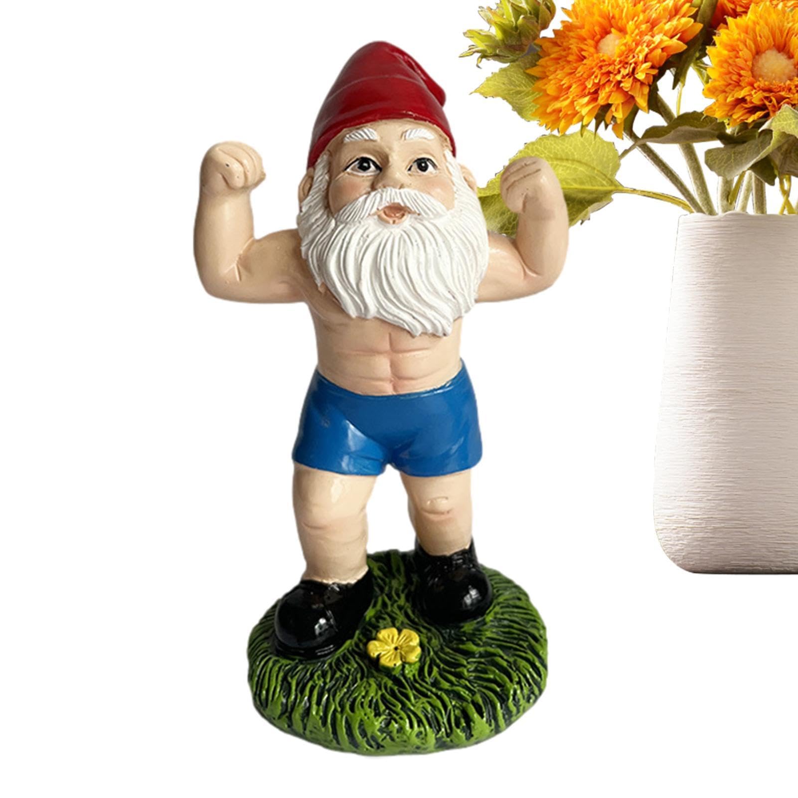 Funny Workout Garden Gnomes Statues, Outdoor Funny The Muscular, Barbell And Dumbbell Gnomes Decorations, Indoor Figurine For Home Tabletop, Garden Gnomes Ornaments, Funny Statue