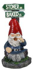 Ebros Gift Whimsical Carefree Gypsy Life Mr Gnome Dwarf Stoner Smoking Rolled Stash Sitting by Crossroads Stoner Ave and Baked St Figurine Fantasy Gnomes Fairy Garden Home Decor