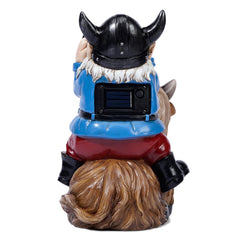Joint Honglin Garden Gnome Statues Resin Gnome Sitting on Highland Cow Solar Lights Outdoor Telescope Gnome Gifts for Yard, Patio Decor Gift(Cow Gnome)