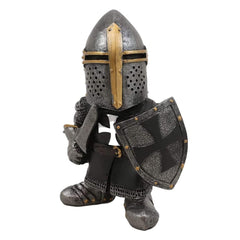 Garden Gnome, Gothic Knight Guardian Dwarf, Medieval Crusader Miniature European Knight Garden Statue Sculpture, Waterproof Resin Ornament, Garden Figures Decoration, for Home, Yard, Lawn, Garden