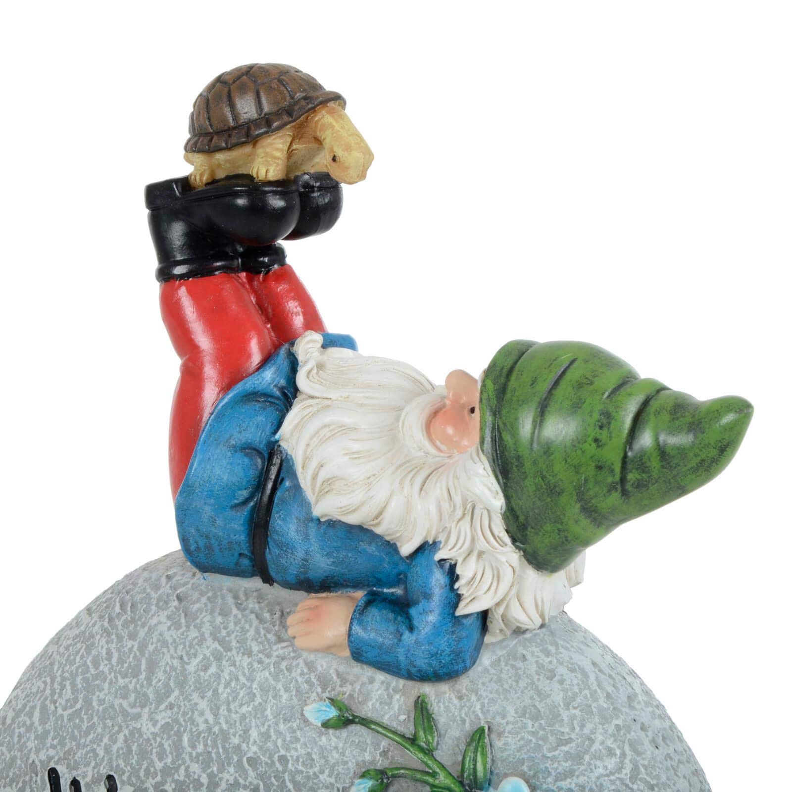 Garden Gnome Welcome Pebble Ornament Novelty Resin Decoration Outdoor - Green Hat