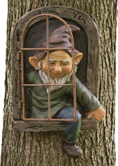 Bits and Pieces - Gnome From The Window Tree Decoration - Garden Decoration - Tree Face - Sculpture