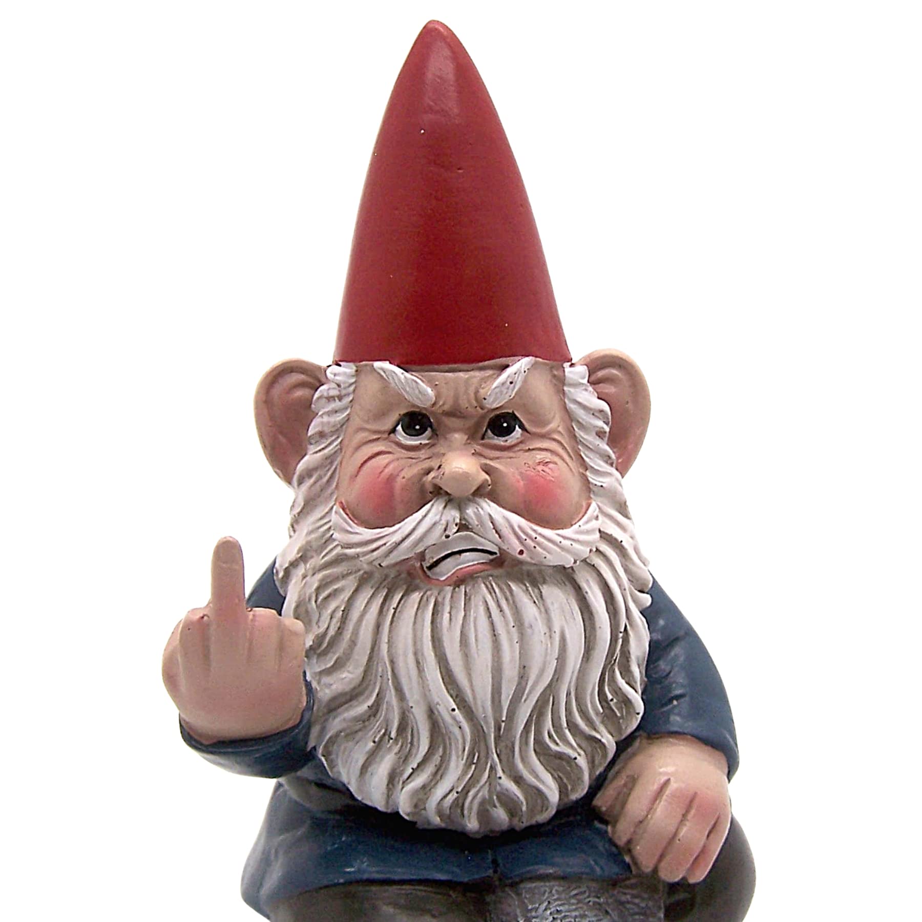 Angry Garden Gnome with Middle Finger, Shelf Sitting Figurine, Naughty Décor, Funny Gift, 7.15 Inches