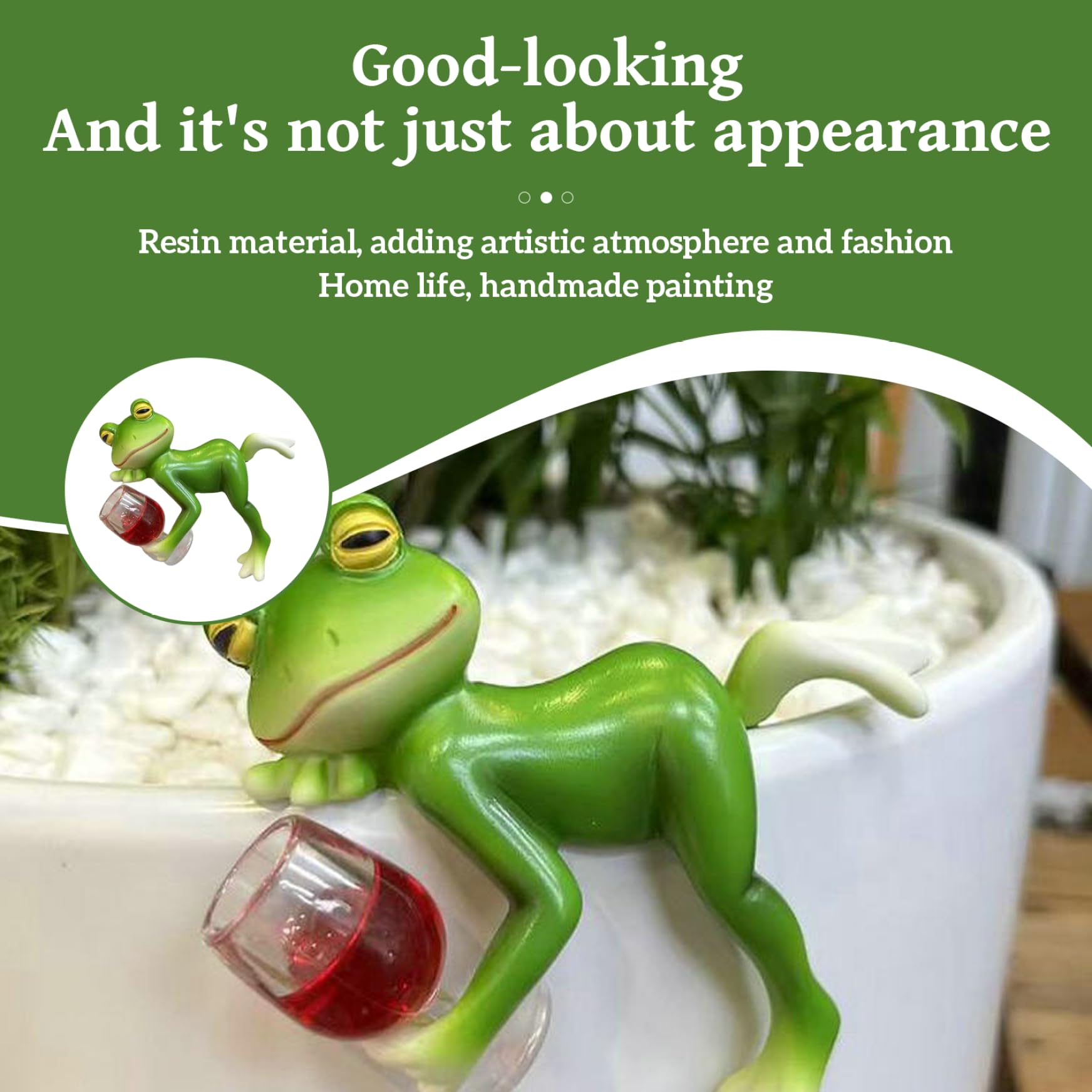 DAGLLGEW Garden Ornaments Outdoor Frog Statue Resin Frog Decor Hanging Plant Decorations for Flower Pot Patio Yard Lawn Ornament Garden Gnomes