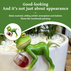 DAGLLGEW Garden Ornaments Outdoor Frog Statue Resin Frog Decor Hanging Plant Decorations for Flower Pot Patio Yard Lawn Ornament Garden Gnomes