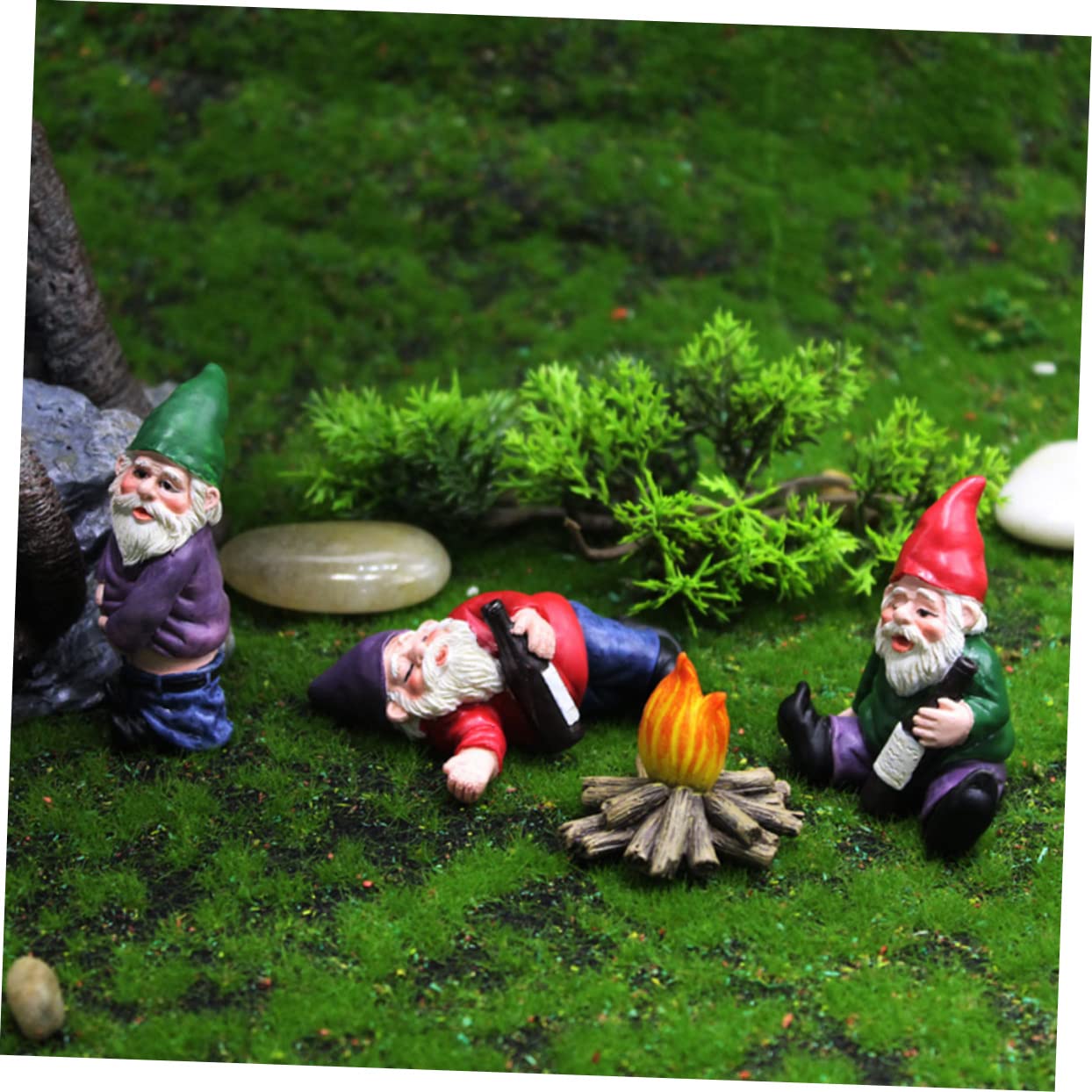 Ciieeo 9pcs Resin Dwarf Figurines for Landscape Decor Cute Garden Gnome Ornaments Outdoor Decorations for Lawn Patio and Office