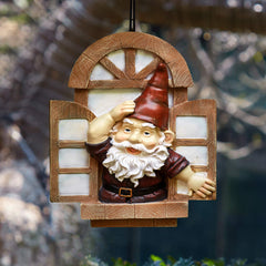 Garden Gnomes Elf Open Window Tree Hugger, Knothole Welcome Gnomes Garden Tree Sculptures, Tree Face Garden Gift, Open The Window Garden Peeker Yard Art for Tree Resin, 12 inch