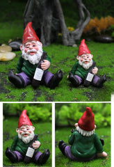 Set of 4 Mini Garden Gnomes with Campfire - 3 Drunk Gnome Figurines and 1 Campfire for Fairy Garden Decor, Plant Pot Decorations, Dashboard Ornaments, and Outdoor Spaces