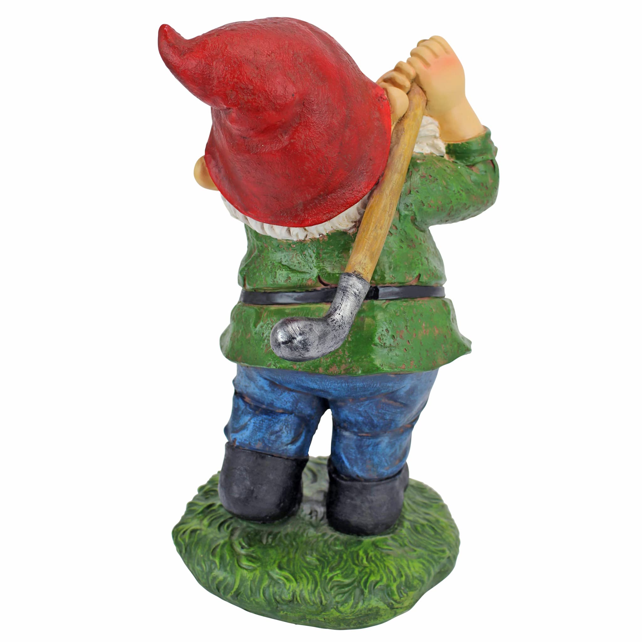 Design Toscano QM2458200 Bigey Burt Funny Golfing Garden Gnome Statue, 30 cm, Polyresin, Full Color