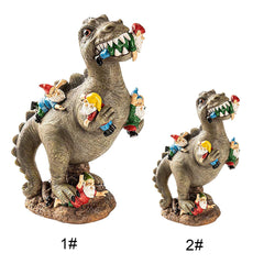 DIYANG Garden Dinosaur Eating Gnomes Statues Funny Gnome Resine Figurines Garden Art Ornaments for Indoor Outdoor Lawn Patio Yard Decor 01
