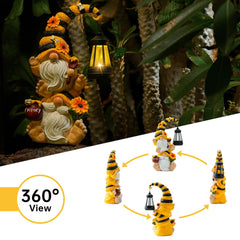 QZZP Solar Garden Gnome Statue – Funny Double Gnome Outdoor Decor for Patio, Lawn, Yard – Garden Sculptures with Solar Lights, for Women