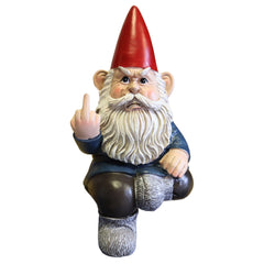 Candy Creations On Cloud 9 Grumpy Seated Garden Gnome Giving Middle Finger, Funny Angry Lawn Dwarf, Indoor or Outdoor Unique Decor