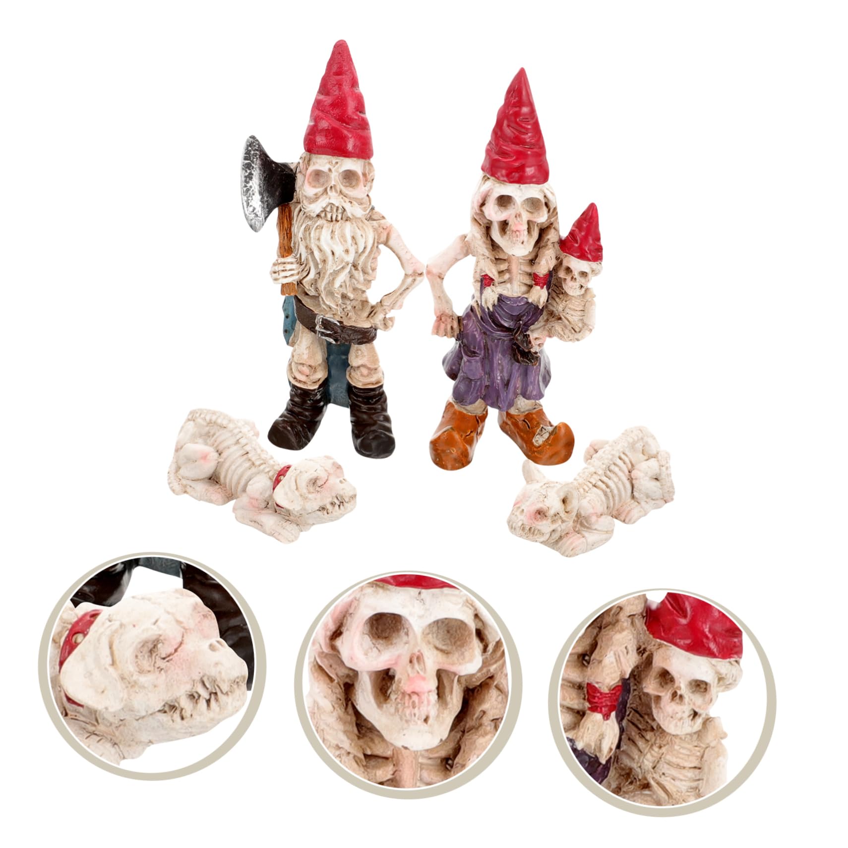 BESPORTBLE Gnome Skull Statue Skeleton Dwarf Ornaments Halloween Gnome Garden Decorative Resin