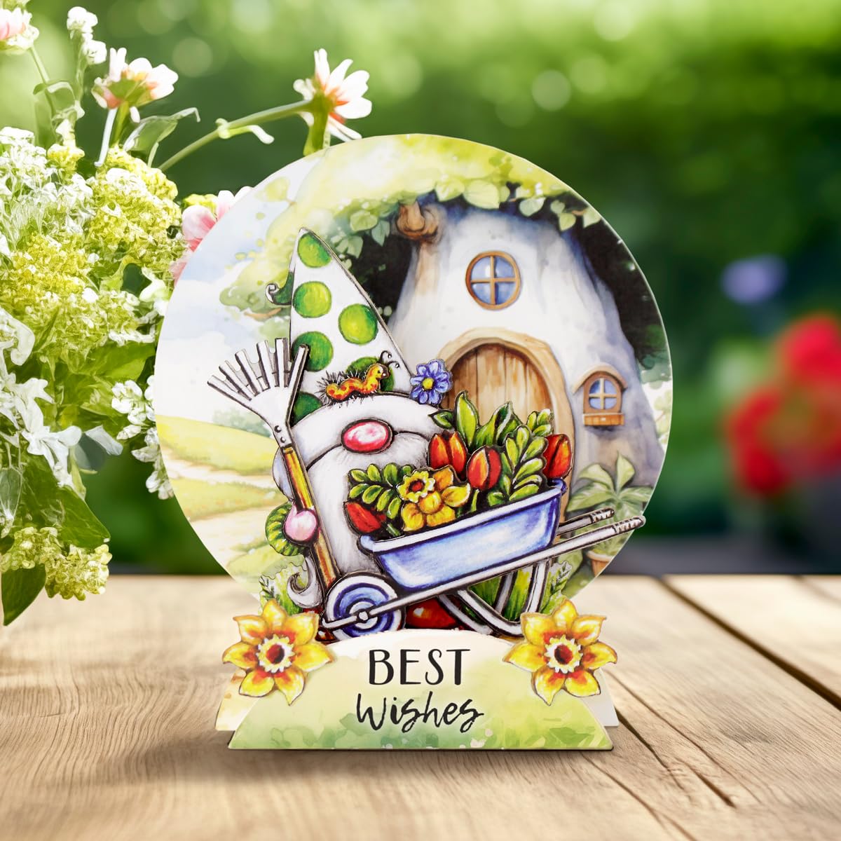 Katy Sue Garden Gnomes Die-Cut Pop-Up Card Making Kit for Adults. Makes 12 Cards & Contains Gnome or Gonk Die-Cut Decoupage Paper Sheets, Supports, Envelopes & Foam Pads for Card Making Supplies