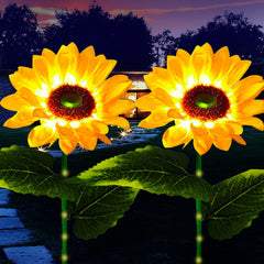 XVZ Solar Lights Outdoor Garden, 2 Pack Solar Sunflower Lights Waterproof Outdoor Garden Patio Decor Lights for Porch Yard Lawn Pathway