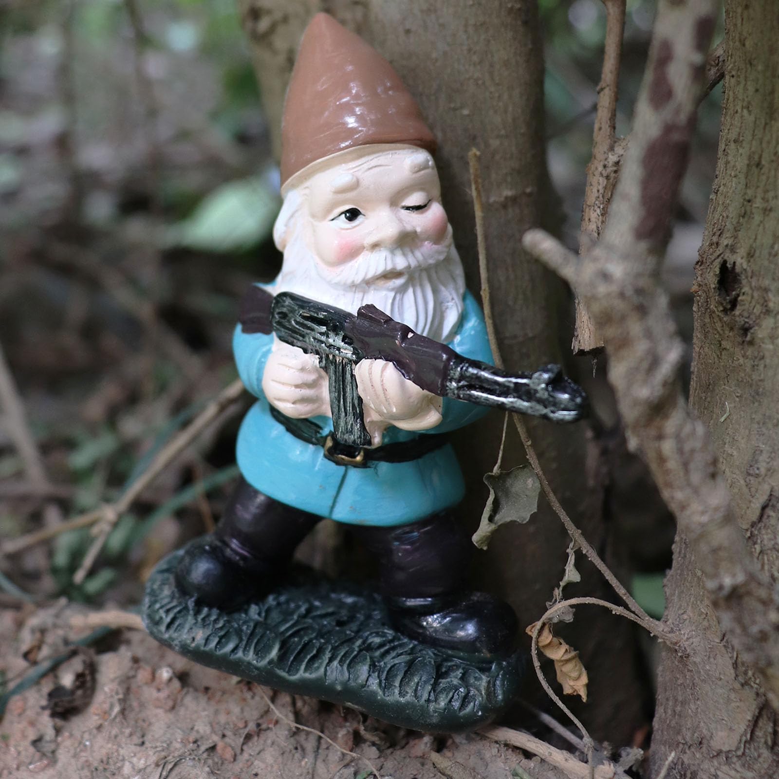 Garden Gnome with Gun, Military Gnome Soldiers Garden Gnome, Tactical Statue for Indoor Outdoor, Patio, Yard, Lawn Ornaments, Home Décor
