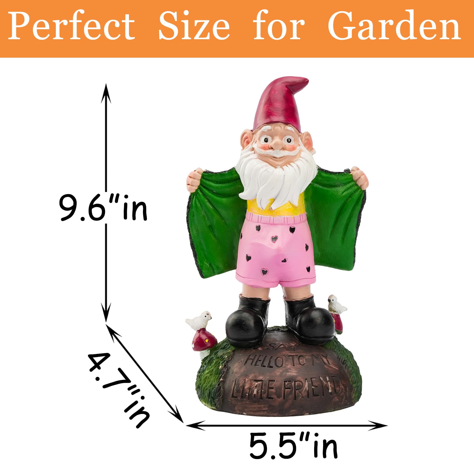 Euiroet 9.6" Funny Gnome Statue,Outdoor Landscape Accent,Large Garden Sculptures & Statue,Whimsical Gnome Patio Figurine for Lawn Ornament,Backyard Decor