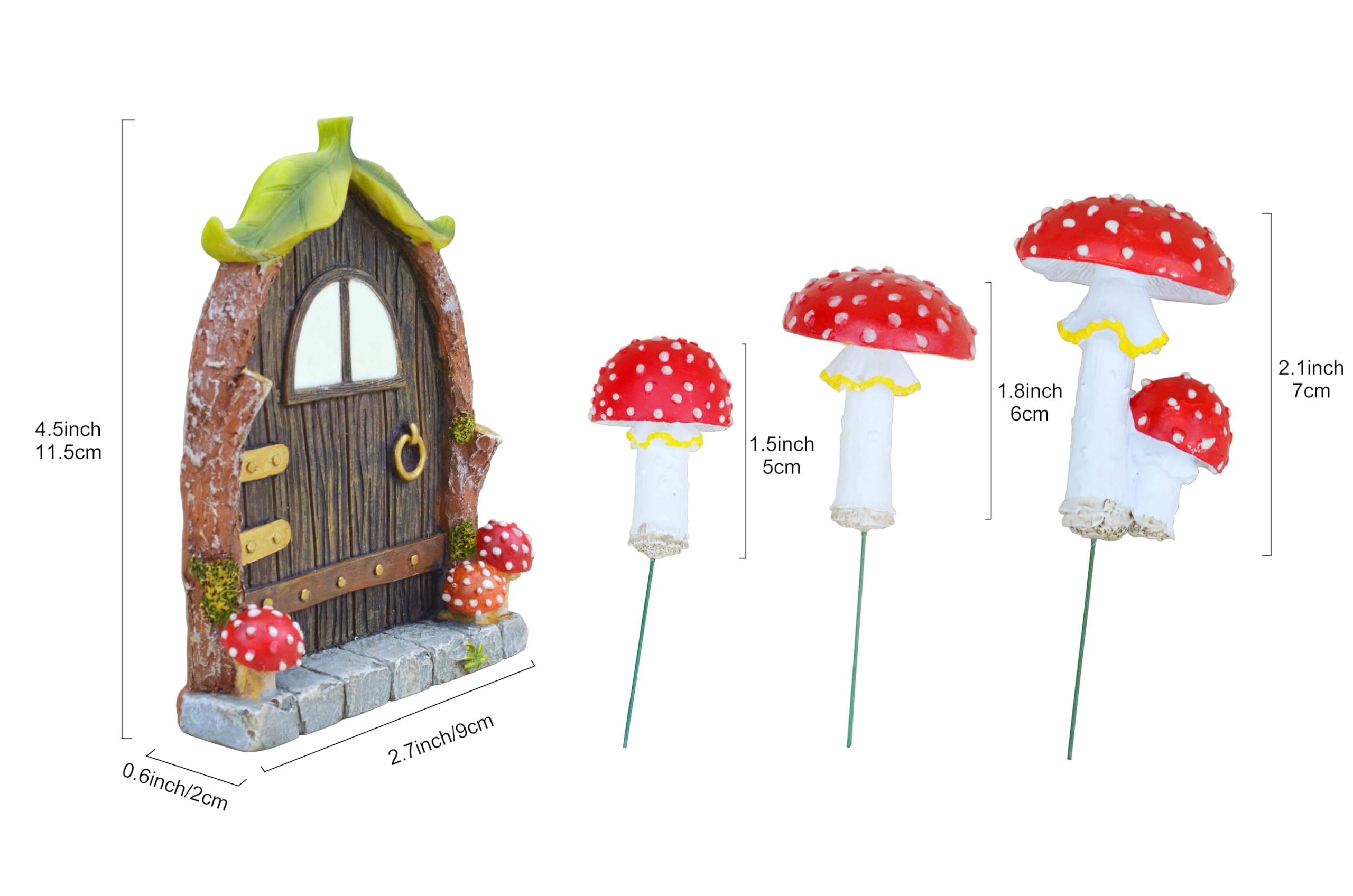 Cliocoo Fairy Door and Mushrooms for Trees, Glow in the Dark Gnome Home Door, Garden Tree Decor Kit with Adorable Mushrooms (Mushroom Fairy Door)