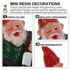 Happyyami 1pc Dwarf Ornaments Gnome Garden Accessories Funny Garden Figurine Mini Gnome Collectible Lawn Statues Miniture Decoration Out Door Decor Doll Artwork Lovely Gnome Statue Resin